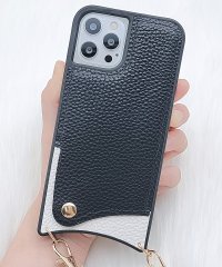 Lace Ladies/ストラップ＆カードホルダー付 PUレザーバイカラーiPhoneケース/505056455