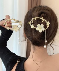 shoppinggo/パール 花 バンスクリップ ヘアクリップ バレッタ まとめ 髪留め ヘアアレンジ アクセント レディース パーティー飾り/505060143