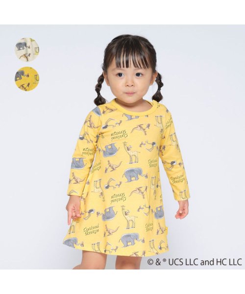 セール 50 Off 子供服 Moujonjon ムージョンジョン おさるのジョージ 総柄ワンピース 80cm 1cm M ムージョンジョン Moujonjon D Fashion