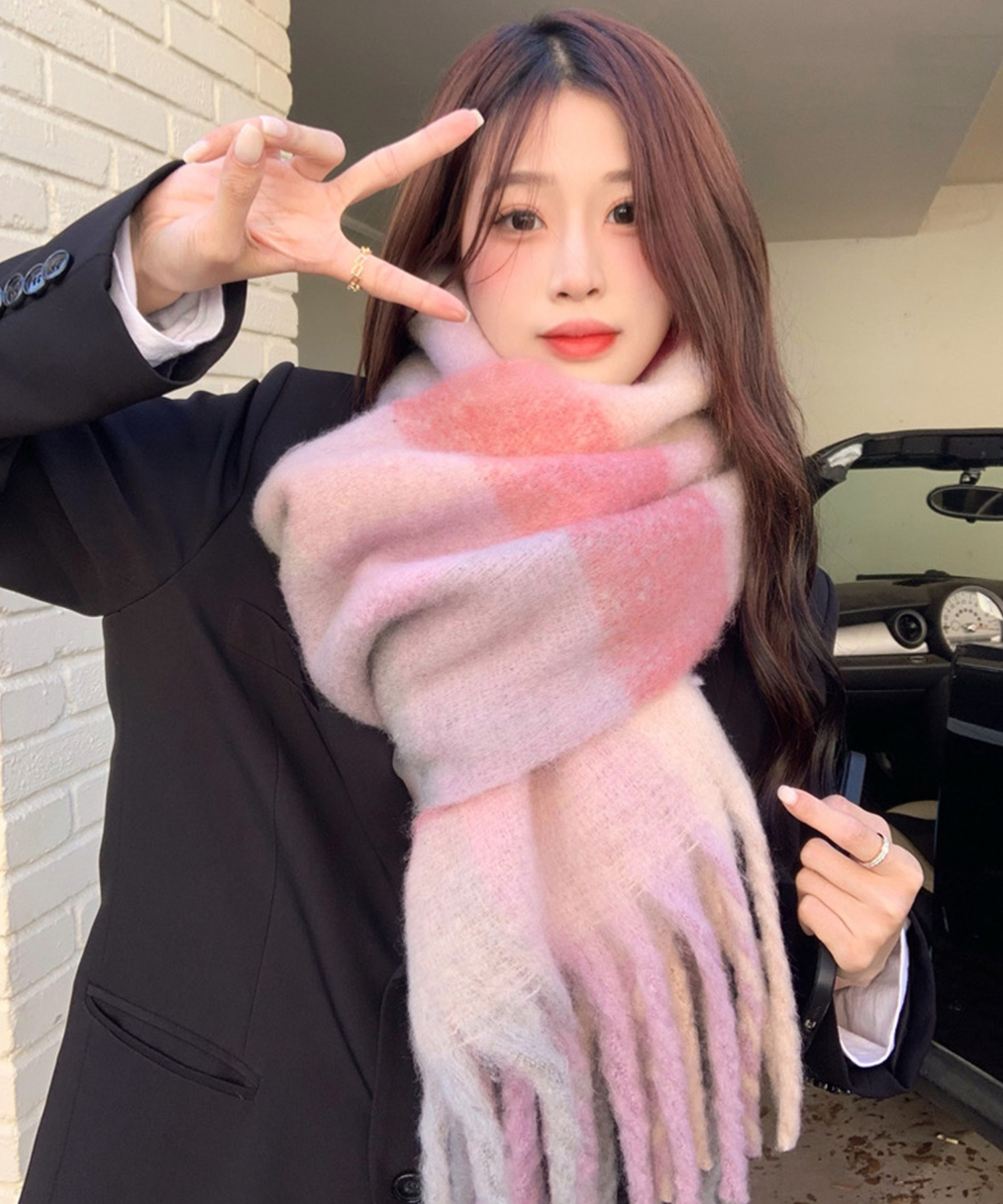 【SALE／37%OFF】 セール】ショップニコニコ ShopNikoNiko チェック柄 ボリューム 小物