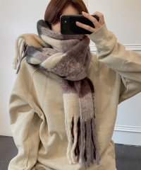 shopnikoniko/ショップニコニコ ShopNikoNiko チェック柄 ボリュームマフラー 【即納】 マフラー ストール 大判ストール ロングマフラー ボリューム ミックスチェ/505061622