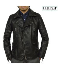 Haruf/ハルフ Haruf 本革 レザージャケット ダブルライダースジャケット 革ジャン メンズ ホースハイド 馬革 ブラック 黒 秋冬 UK1HBK/505065771