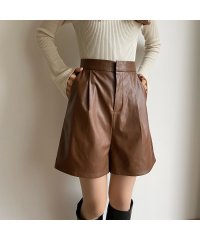 callautia/カラウティア callautia callautia レザーハイウエストショートパンツ/505068342