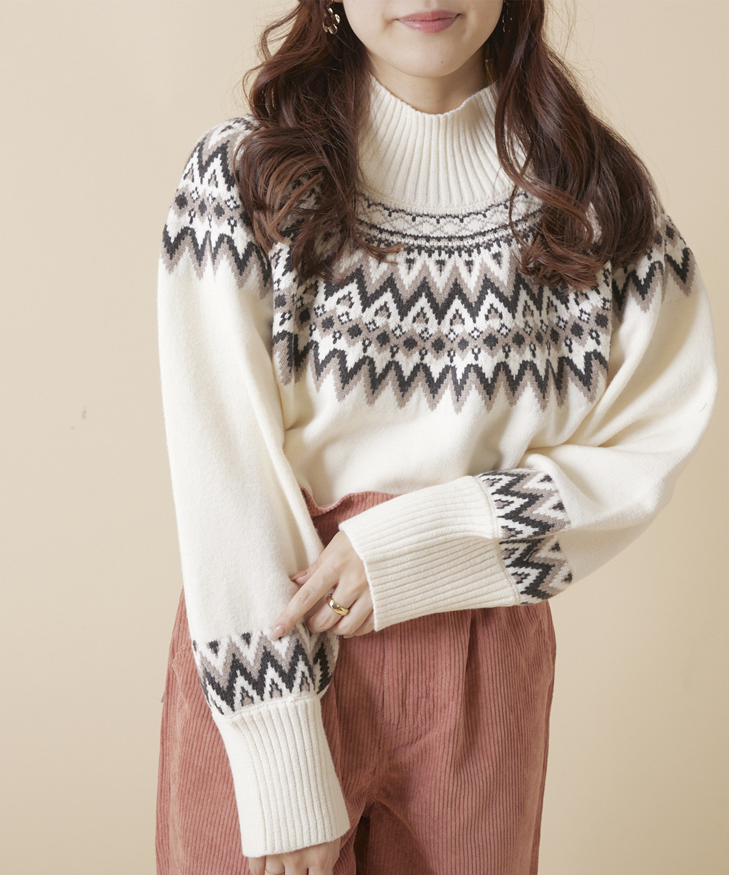 クーポン】【セール 27%OFF】求心柄ショート丈プルオーバー