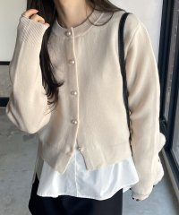 and　Me.../アンドミー andme 無地/ボーダー パールボタン 長袖 ニット カーディガン/505082560