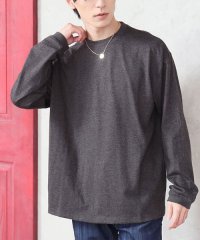 TopIsm/ロングTシャツ メンズ 長袖 Tシャツ ワイドシルエット ヘビーウェイト 綿100％ コットン天竺 クルーネック 無地 ボーダー ロンT カットソー/505083525