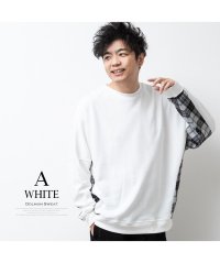  GENELESS/ジェネレス GENELESS トレーナー メンズ ドルマン 切替 スウェット チェック ストライプ スエット オーバーサイズ ゆったり/505085579
