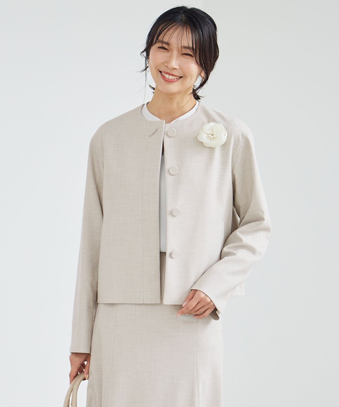 うさぎん です★サイズ50 ストレッチブッチャー　ノーカラー　ジャケット セール 50%OFF】【セットアップ対応】ストレッチブッチャー ノー