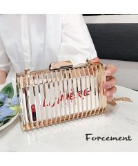 Forcement/フォースメント Forcement ゴールド格子クリアクラッチバッグ ミニショルダー/505016259