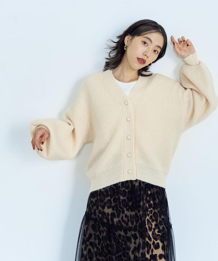 セール 40%OFF】パールボタン片畦Vネックカーディガン(505073838
