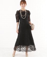 Lace Ladies/パワーショルダー総レースワンピースドレス/505090926