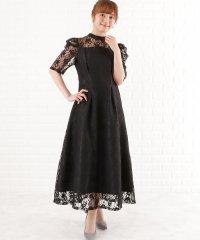 Lace Ladies/パワーショルダー総レースロングワンピースドレス/505090930