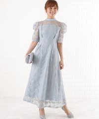 Lace Ladies/パワーショルダー総レースロングワンピースドレス/505090930