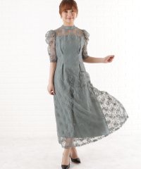 Lace Ladies/パワーショルダー総レースロングワンピースドレス/505090930