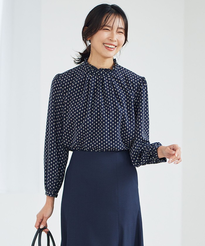 BLUE ELEPHANT DUSTIN black-po レディースファッション セール 30%OFF】【洗える】ジオメトリックパターン フリル