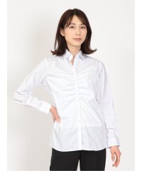 m.f.editorial/形態安定 ストレッチ スキッパーギャザー 長袖シャツ/505104844