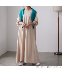 No one knows/ノーワンノーズ No one knows シワになりにくいリブ付きAラインきれいめ大人長袖ワンピース イージーケア 長袖 レディース シンプル 無地 ゆったり /505111844
