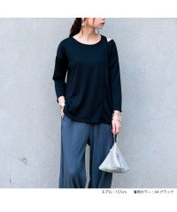 No one knows/M～L 日本製 ショルダースリット カットソー プルオーバー レディース きれいめ 大人 長袖 tシャツ ロンt シンプル 無地 前後アシメ ラウンドヘム サイ/505111778