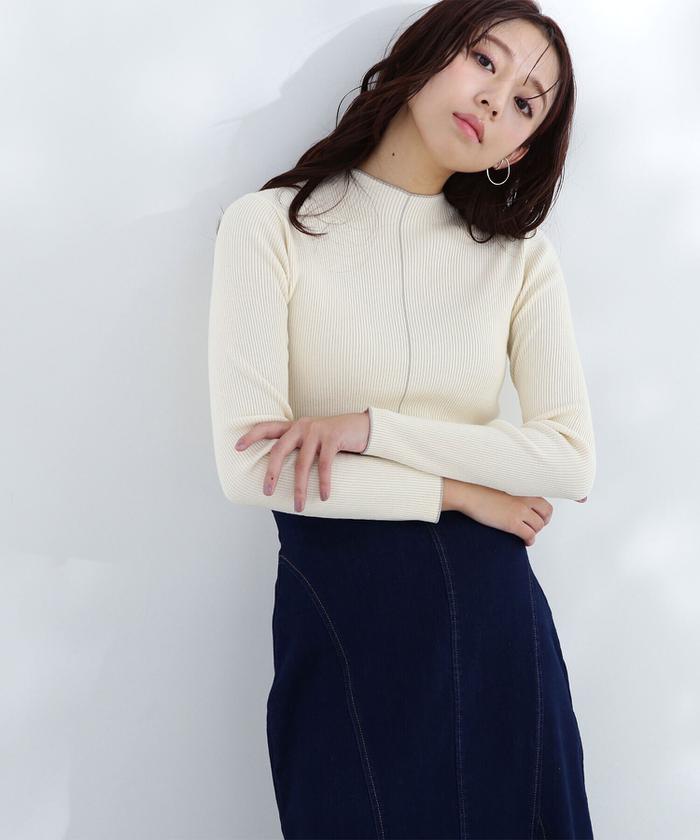 【美品】デュアリズム DUALISM *Vネックニットベスト*ノースリアイボリーライン入りプルオーバーセーター(1-2412-443)【62A52】 GEMEDA ニット セーター Vネック透け感編みベストニット