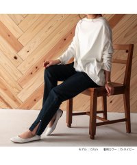 No one knows/ノーワンノーズ No one knows 裾パール付きスリムパンツ ウエストゴム デニム スリムパンツ パンツ レディース きれいめ カジュアル 細身 インディ/505095019