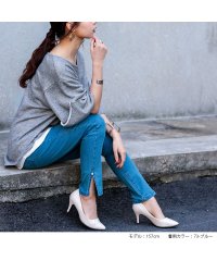 No one knows/ノーワンノーズ No one knows 裾パール付きスリムパンツ ウエストゴム デニム スリムパンツ パンツ レディース きれいめ カジュアル 細身 インディ/505095019