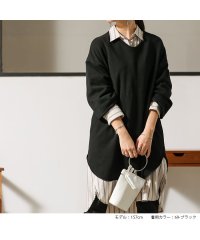 No one knows/ノーワンノーズ No one knows 日本製七分袖エアーライトトップス チュニック丈 ドロップショルダー カットオフ レディース ラウンドヘム Vネック ゆ/505111827