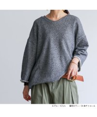 No one knows/ノーワンノーズ No one knows 日本製七分袖エアーライトトップス チュニック丈 ドロップショルダー カットオフ レディース ラウンドヘム Vネック ゆ/505111827