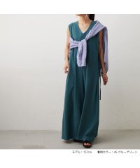 No one knows/ノーワンノーズ No one knows ノースリーブワイドオールインワン サロペット オーバーオール ジャンプスーツ ロンパース レディース ゆったり 大きめ/505111839