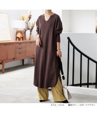 No one knows/ノーワンノーズ No one knows 日本製 スキッパー キーネック ワンピース オールシーズン しっかり素材 レディース 無地 シンプル ドロップショルダ/505111841