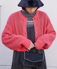 Fashion Letter/Fashion Letter ファッションレター カーディガン ニット トップス ショート丈 鍵編み クロシェ かぎ編み プルオーバー 長袖 羽織り シンプル /505115554