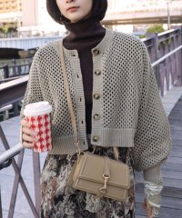 Fashion Letter/Fashion Letter ファッションレター カーディガン ニット トップス ショート丈 鍵編み クロシェ かぎ編み プルオーバー 長袖 羽織り シンプル /505115554