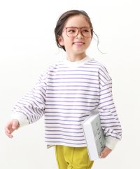 devirock/ガールズ ゆるっとボーダー 長袖Tシャツ 子供服 キッズ 女の子 トップス 長袖Tシャツ ロンT 綿100% 吸汗/505117697