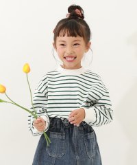 devirock/ガールズ ゆるっとボーダー 長袖Tシャツ 子供服 キッズ 女の子 トップス 長袖Tシャツ ロンT 綿100% 吸汗/505117697