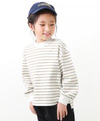 devirock/ガールズ ゆるっとボーダー 長袖Tシャツ 子供服 キッズ 女の子 トップス 長袖Tシャツ ロンT 綿100% 吸汗/505117697