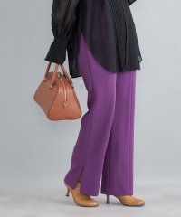 SHIPS WOMEN/〈手洗い可能〉ストレッチサイドスリットフレアパンツ  brown/purple/505118770