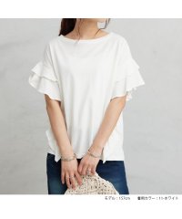 No one knows/ダブルフリル フリル Tシャツ レディース 半袖 カットソー レイヤード 重ね着 トップス ボートネック 無地 可愛い フリルスリーブ 綿100％ コットン10/505111746