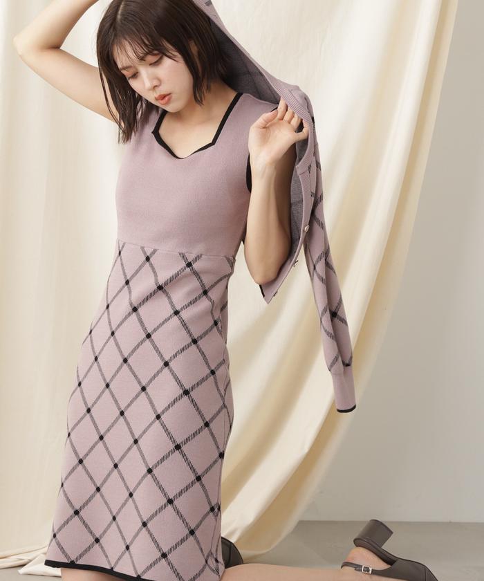 セール】チェックジャガードセットアップ WEB限定カラー：ピンク