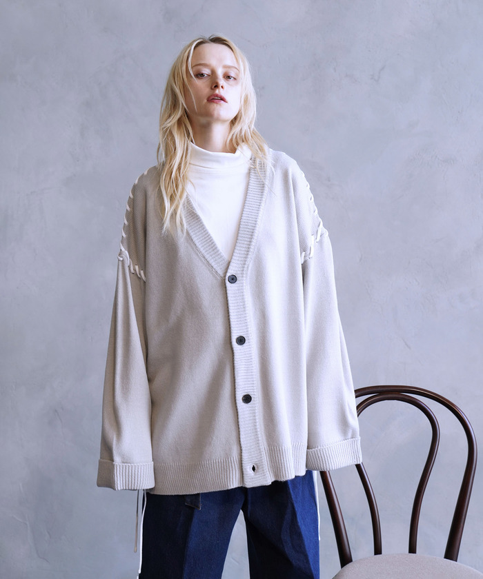 MASAKI × JUNRed】ステッチレースアップルーズカーディガン MASAKI × JUNRed】ステッチレースアップルーズカーディガン