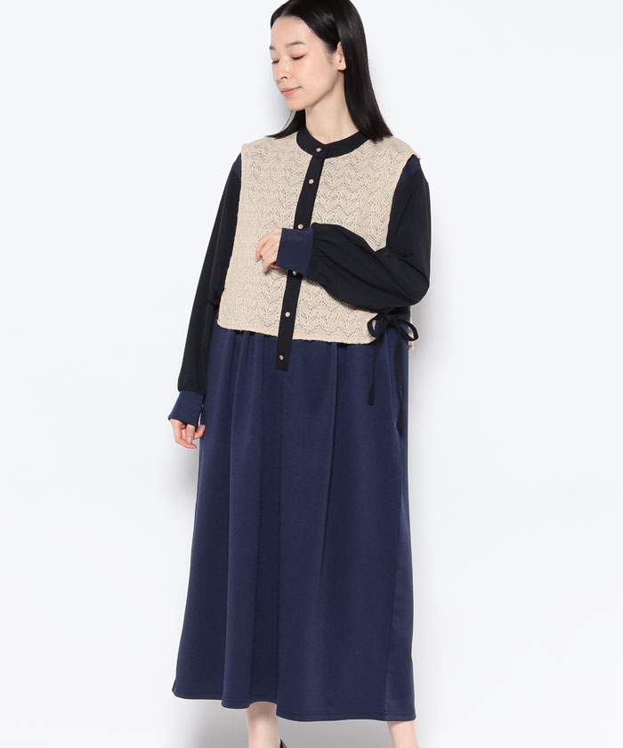 パハリート PAJARITO レースレイヤードロングワンピース