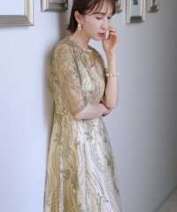 PourVous/プールヴー PourVous ミモレ丈&七分袖フォーマルボタニカル刺繍大きいサイズ結婚式パーティードレス ワンピース 20代 30代 40代/504341736