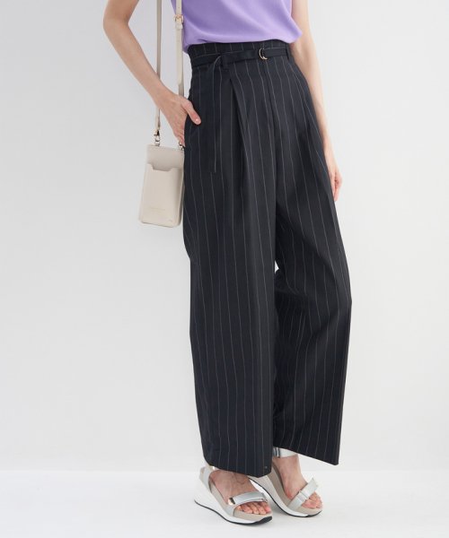 セール10%OFF】セットアップ対応/ストライプストレートパンツ/リンクコーデ (505126178) ロペピクニック(ROPE ロペピクニック ストレッチクロップドパンツ ネイビーストライプ 36 キレイめ