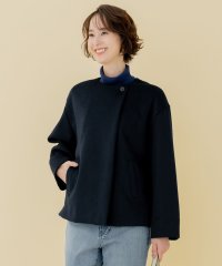 JIYU-KU(LARGE SIZE)/【WEB限定】ブラッシュドビーバー ショート丈ノーカラーコート/505126507