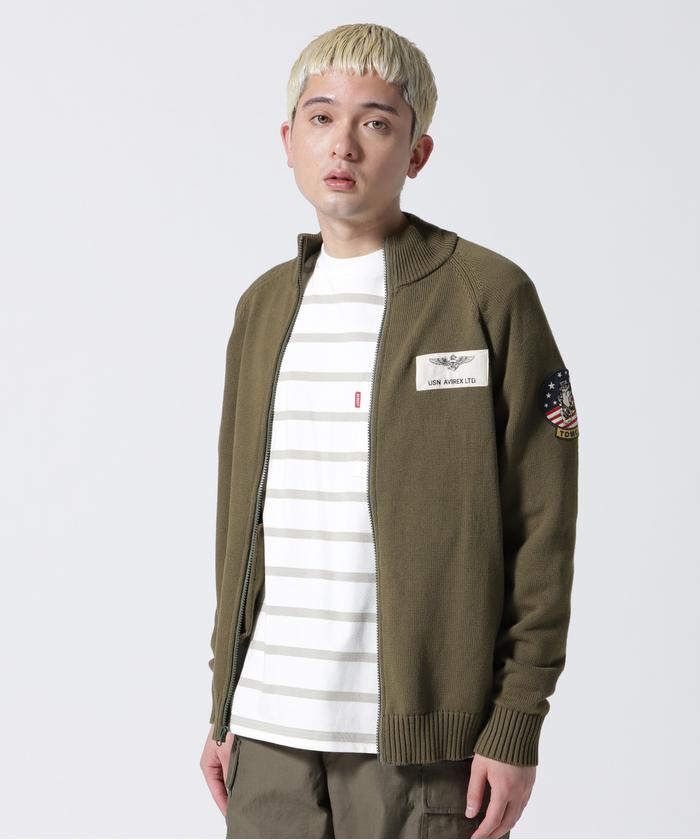 アヴィレックス TOPGUN ニットブルゾン ドライバーズニット ジャケット アヴィレックス TOPGUN ニットブルゾン ドライバーズニット