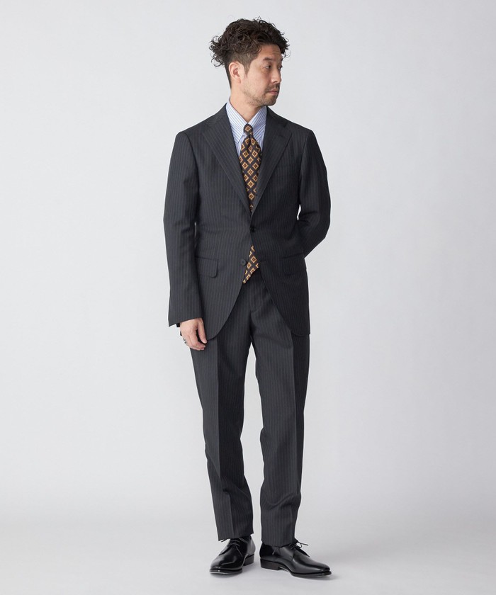 ラッシャーミルズ モヘア混スーツ LASSIERE MILLS ネイビー 44 シップス SHIPS SHIPS: ラグジュアリー ラッシャーミルズ ウール