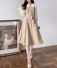 Amulet/アミュレット Amulet ウエストマークドッキングワンピース レディース 長袖 秋服 冬服 10代 20代 30代 韓国ファッション 韓国 大きいサイズ フェ/505134571