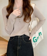 Amulet/アミュレット Amulet 長袖リブニット レディース トップス 長袖 ラウンドネック 無地 秋服 冬服 10代 20代 30代 韓国ファッション 韓国 オフィ/505134572