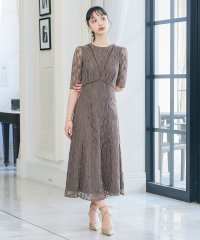 niana/niana ニアナ 結婚式 ワンピース パーティードレス 総レース モールレース ベロア パイピング フレア ロング丈 袖あり 半袖 七分袖 ロングドレス オケ/505134507