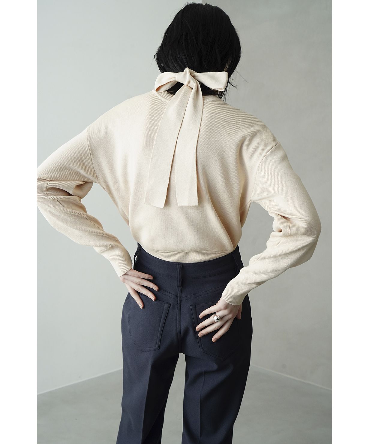 セール 50%OFF】W FACE NECK RIBBON KNIT TOPS(505135647 セール 50%OFF】W FACE NECK RIBBON KNIT TOPS(505135647
