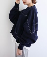 and　Me.../アンドミー andme 裏毛 配色ステッチ 長袖 スウェット トップス/505135790