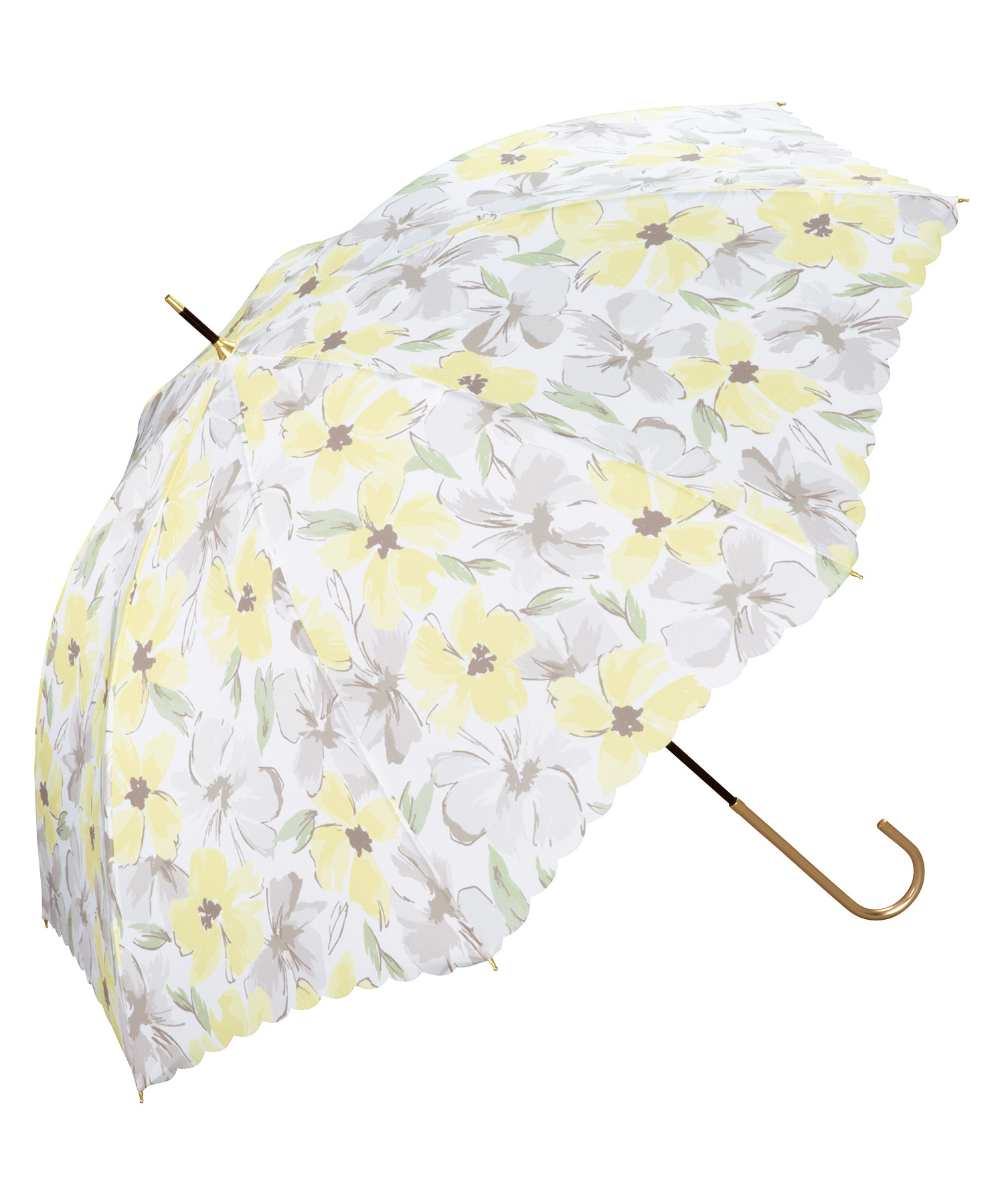 未使用品　フォクシー　長傘　雨傘　クリーム色　傘袋付き 傘 because クリアカラーパイピングはなびらビニール長雨傘